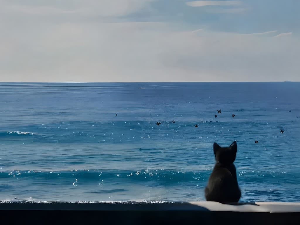 海边的黑猫